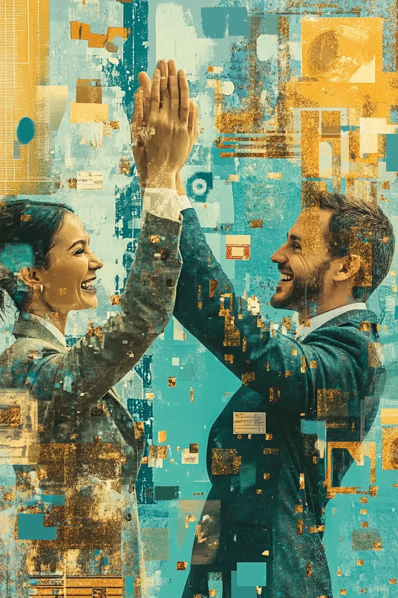 American couple celebrating their approved security loan application