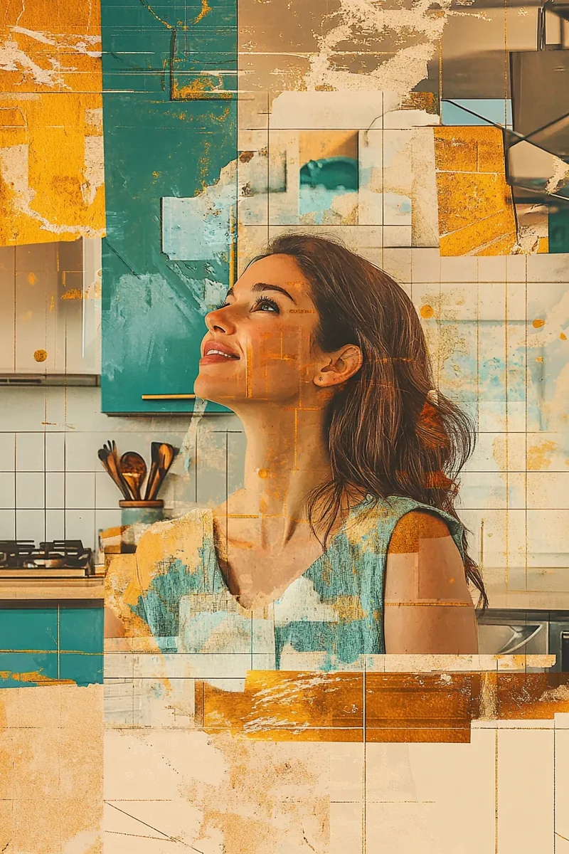 American woman excited about newly renovated kitchen — paid for with a security home improvement loan