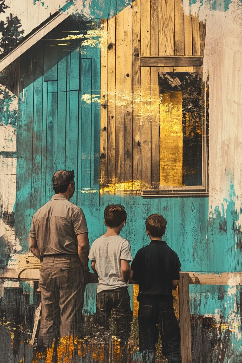 American family enjoying backyard watching deck renovation complete — financed by security loans